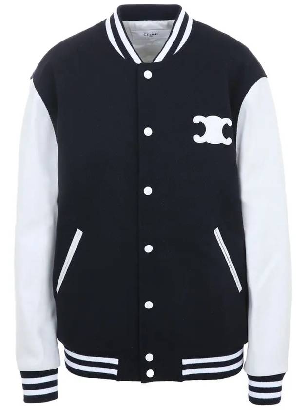 Teddy Varsity Texture Wool Jacket Navy - CELINE - BALAAN 3