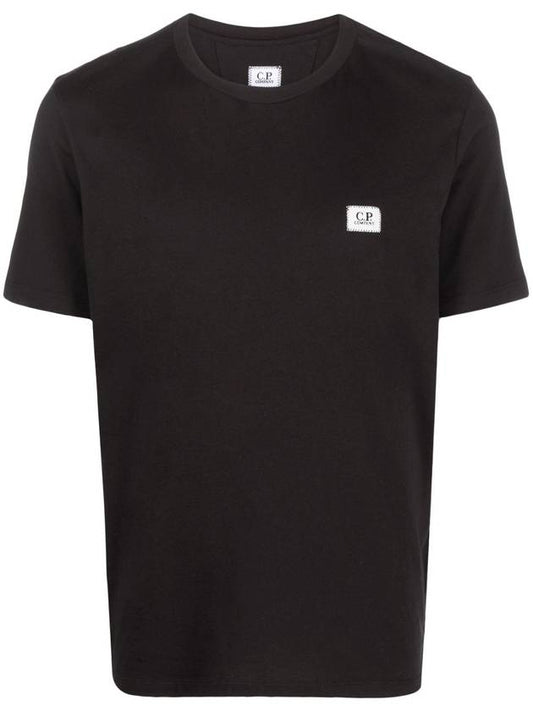 Jersey Logo Embroidered Short Sleeve T-Shirt Black - CP COMPANY - BALAAN 1