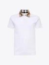 Men's Check Collar Cotton Polo Shirt White - BURBERRY - BALAAN 2