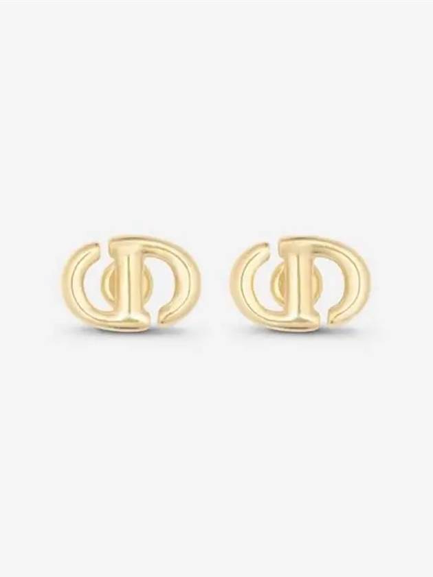 CD Navy Stud Metal Earrings Pink Gold Finish - DIOR - BALAAN 3