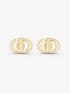 CD Navy Stud Metal Earrings Pink Gold Finish - DIOR - BALAAN 3