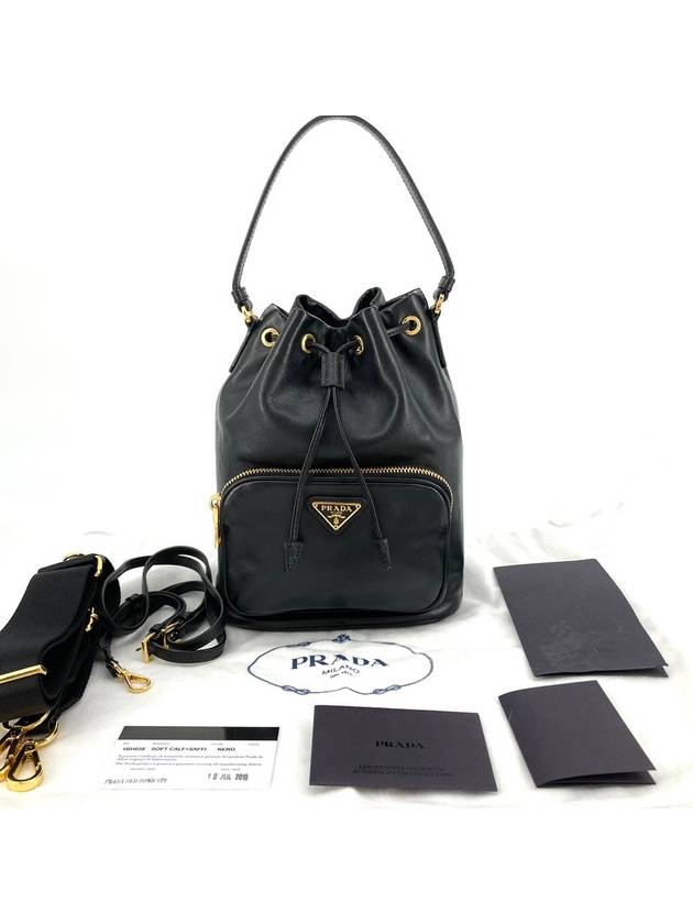 Leather triangle logo duet bucket bag 1BH038 - PRADA - BALAAN 1