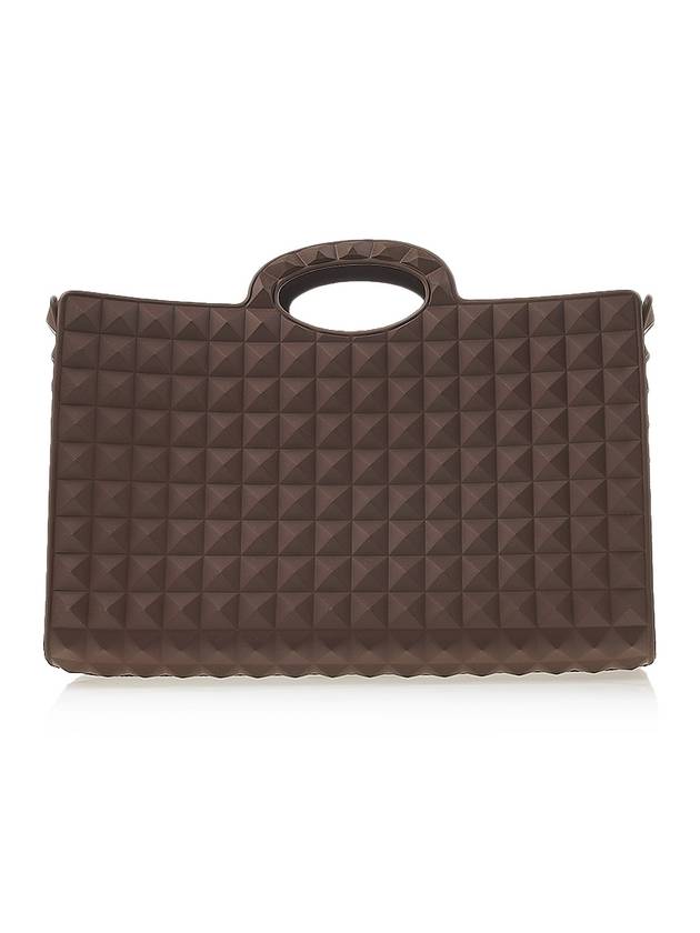 Le Troisieme Stud Pattern Rubber Tote Bag Brown - VALENTINO - BALAAN 1