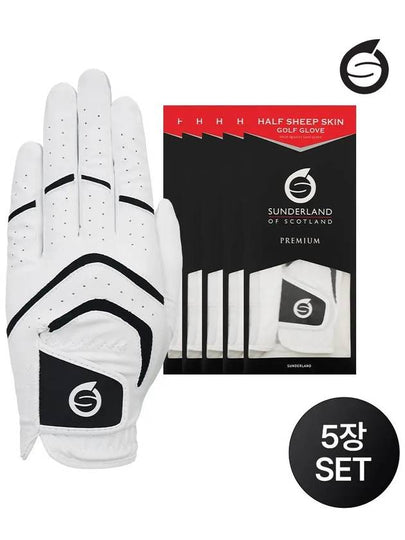 1 set of 5 premium half sheepskin golf gloves 16153GV83 - SUNDERLAND - BALAAN 2