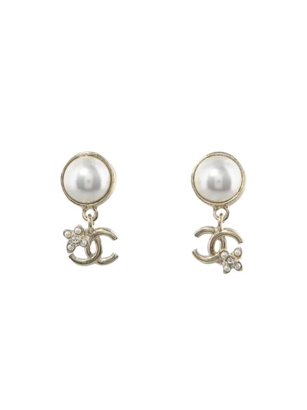 CC Logo Flower Pearl Drop Earrings Gold - CHANEL - BALAAN 1