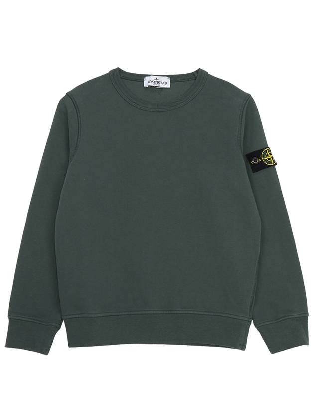 Kids Wappen Patch Organic Cotton Fleece Sweatshirt Green - STONE ISLAND - BALAAN 2