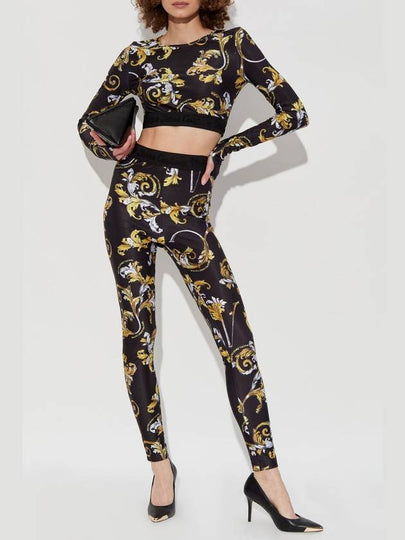 Versace Jeans Couture Leggings With Outline Barocco Print, Women's, Black - VERSACE - BALAAN 2