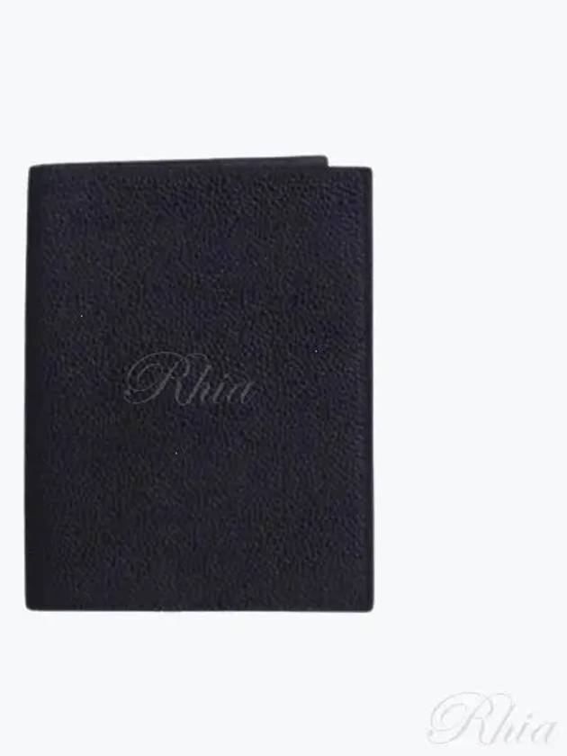 Pebble Grain Passport Holder Card Wallet Black - THOM BROWNE - BALAAN 2