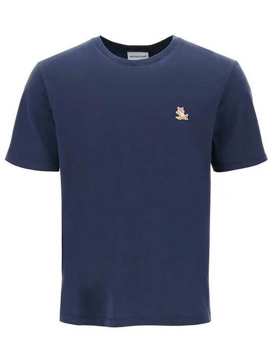 Chillax Fox Patch Regular Short Sleeve T-Shirt Navy - MAISON KITSUNE - BALAAN 2