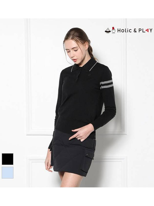 Women s striped point wide collar windproof sweater HD4WSW001 - HOLIC&PLAY - BALAAN 1