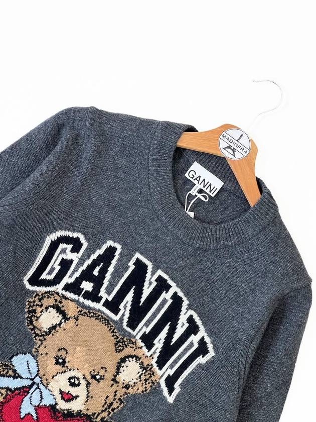 Graphic Bear Knit Top Grey - GANNI - BALAAN 4