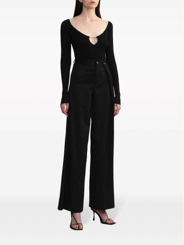 Le haut Pralu Logo Detail Cut-Out Viscose Knit Top Black - JACQUEMUS - BALAAN 6