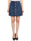 Women's Poppy Front Button Denim A-Line Skirt Blue - A.P.C. - BALAAN 4