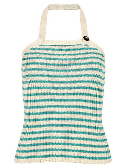 Dioriviera Backless Mariniere Motif Cotton Ribbed Knit Sleeveless Aquamarina - DIOR - BALAAN 2