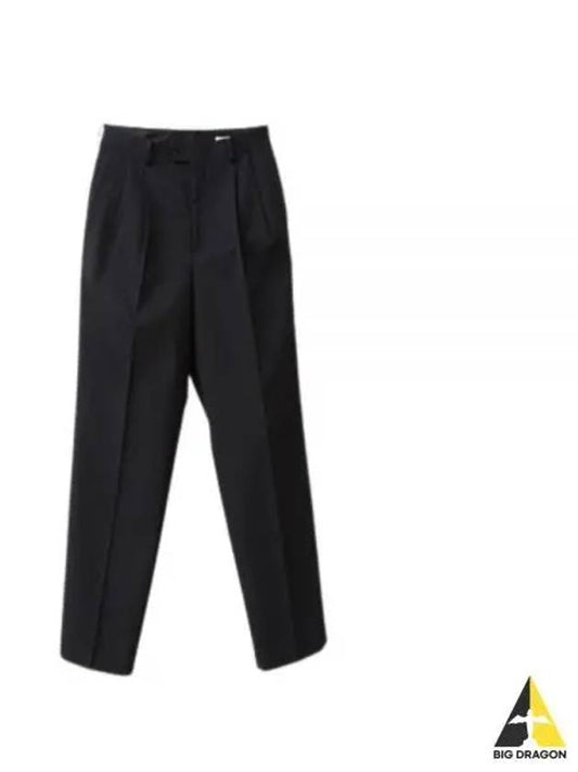 24 LIGHT WOOL MAX GABARDINE TWO TUCK SLACKS TOP BLACK A24SP03MG - AURALEE - BALAAN 1