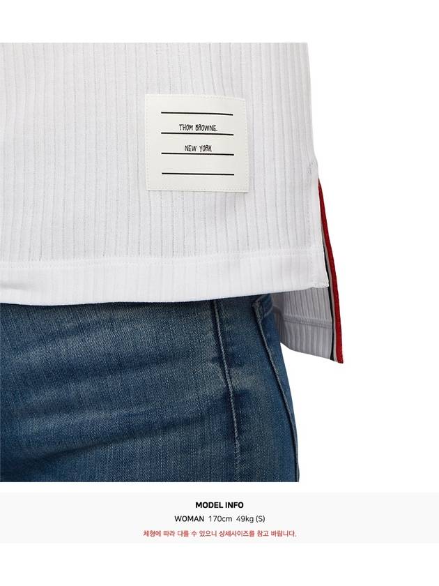 Three Stripes High Twist Rib Polo Shirt White - THOM BROWNE - BALAAN 9