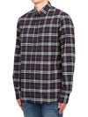 Small Scale Check Stretch Cotton Long Sleeve Shirt Navy - BURBERRY - BALAAN 5