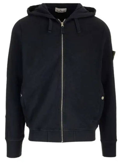 Men's Garment Dyed Malfile Zip Up Hoodie Navy - STONE ISLAND - BALAAN 2