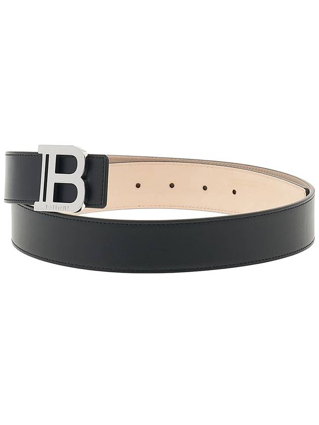 Buckle Smooth Leather Belt Black - BALMAIN - BALAAN.