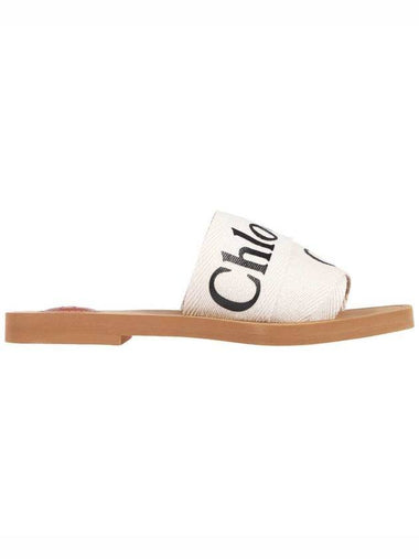 Woody Logo Flat Mule Slippers White - CHLOE - BALAAN 1