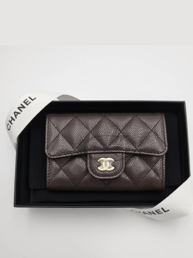 Classic flap wallet snap card dark brown gold AP0214 - CHANEL - BALAAN 5