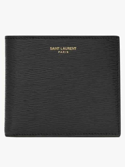 Logo East West Half Wallet Black - SAINT LAURENT - BALAAN 2