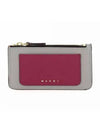 Saffiano Two-Tone Zipper Card Wallet Grey Purple - MARNI - BALAAN 2