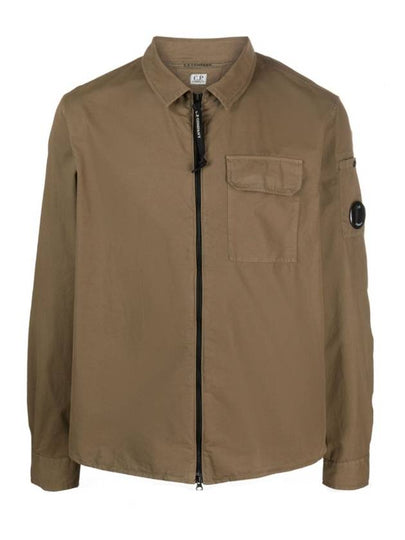 Gabardine Zipped Long Sleeve Shirt Khaki - CP COMPANY - BALAAN 2