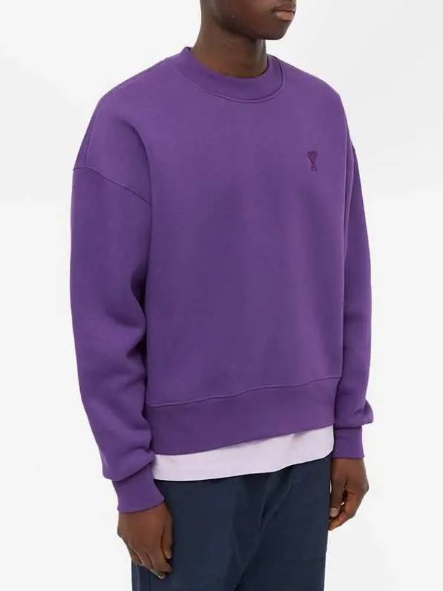 Tonal Heart Crew Neck Sweatshirt Purple - AMI - BALAAN 4