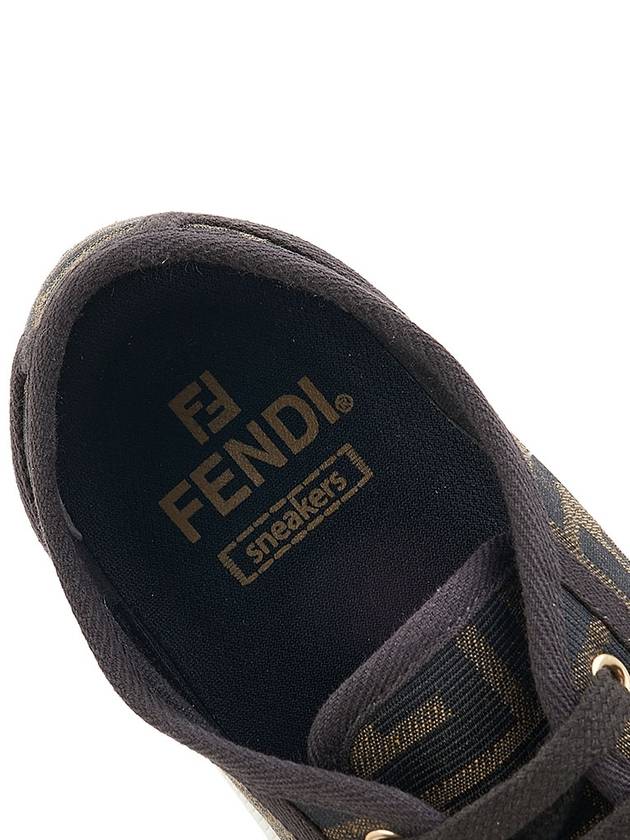 Domino FF Fabric Low Top Sneakers Brown - FENDI - BALAAN 8