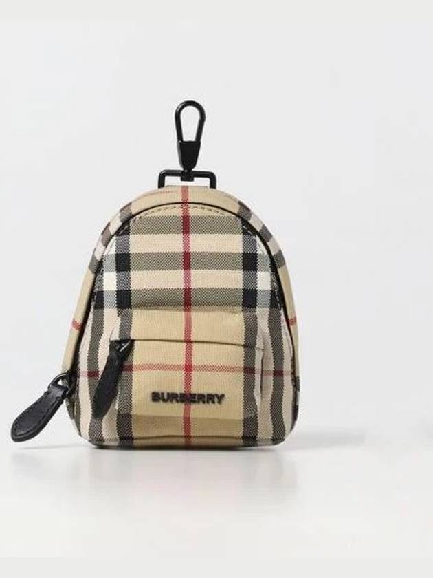 Jett Check Mini Canvas Backpack Charm Key Holder Beige - BURBERRY - BALAAN 2