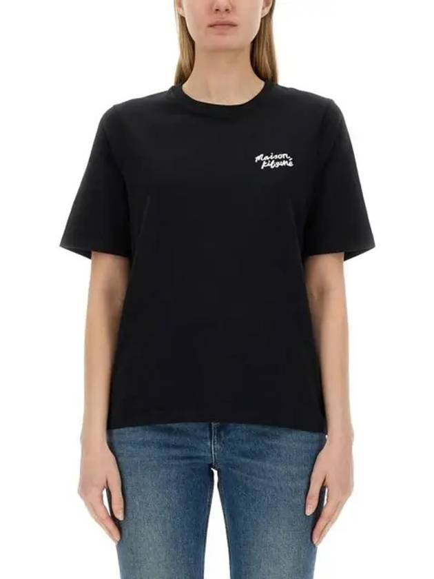 Handwriting Logo Cotton Short Sleeve T-Shirt Black - MAISON KITSUNE - BALAAN 2