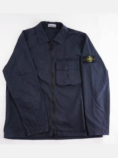 Garment Dyed Stretch Cotton Overshirt Navy - STONE ISLAND - BALAAN 2