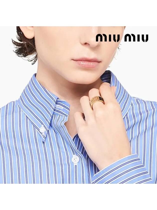 Logo Enamel Metal Ring Gold Black - MIU MIU - BALAAN 4