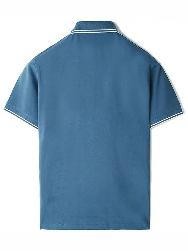 Stretch Cotton Pique Short Sleeve Polo Shirt Light Blue - STONE ISLAND - BALAAN 3