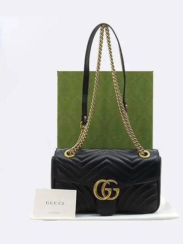 443497 GG Marmont Small Matelasse Quilted Gold Chain Shoulder Bag - GUCCI - BALAAN 1