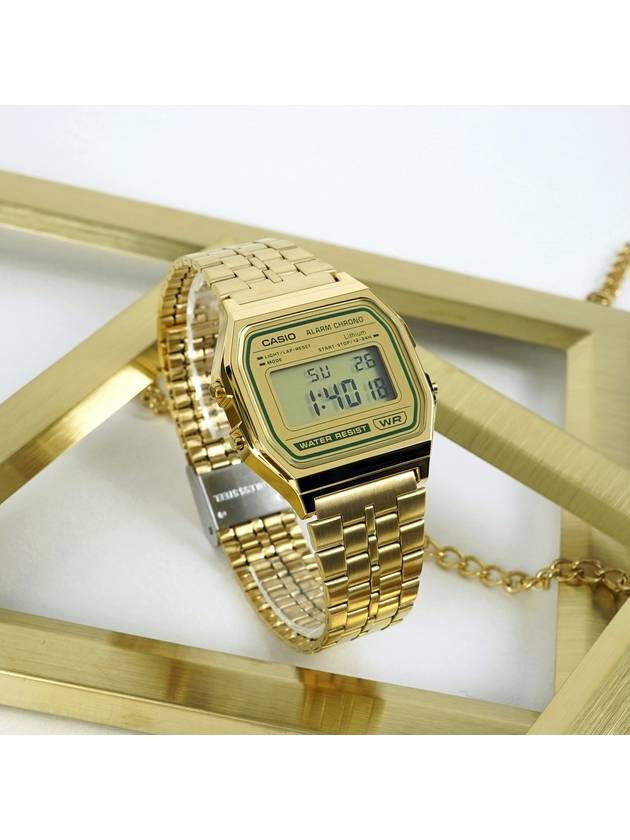 Classic Gold Green Signature Electronic Metal Watch - CASIO - BALAAN 9