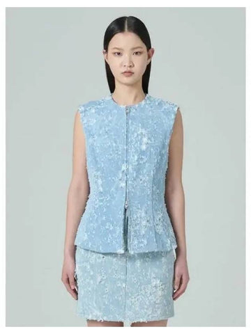 Bullet Denim Torso Slim Fit Cutout Sleeveless Shirt Sky Blue Domestic Product GM0024022160090 - JUUN.J - BALAAN 1