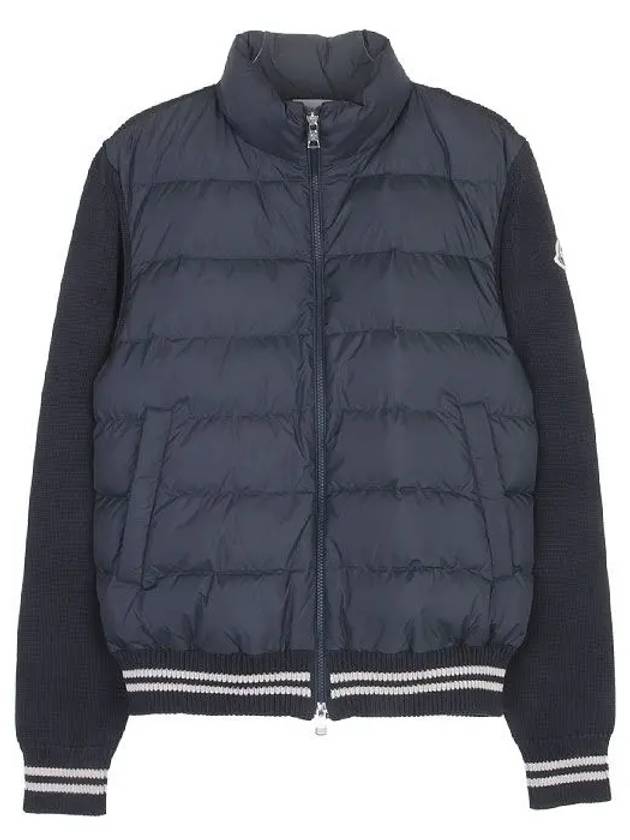 Logo Patch Padded Cardigan Navy - MONCLER - BALAAN 2