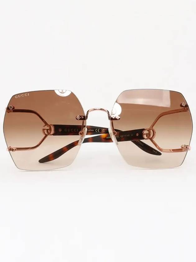 Eyewear GG Logo Geometric Frame Sunglasses Brown - GUCCI - BALAAN 4