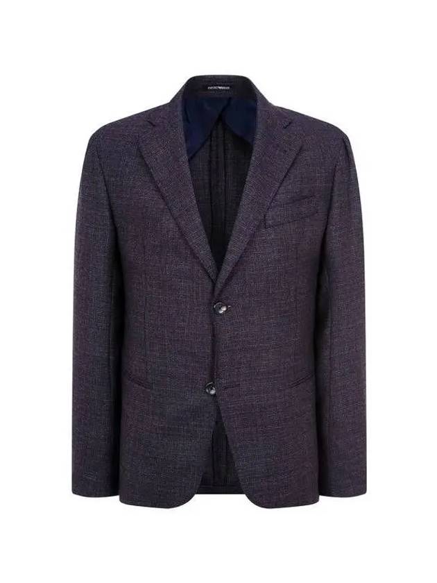 Men s Micro Check Wool Single Jacket Dark Purple 270012 - EMPORIO ARMANI - BALAAN 1