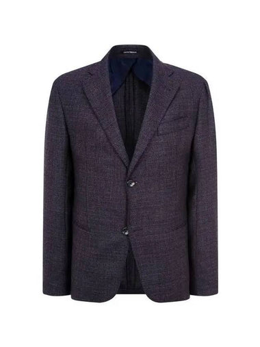 Men s Micro Check Wool Single Jacket Dark Purple 270012 - EMPORIO ARMANI - BALAAN 1