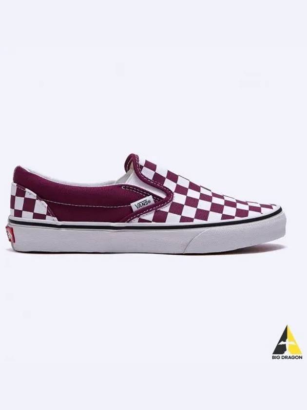 Classic Slip On Color THEORY Checkerboard Dark Purple VN000BVZDRV1 - VANS - BALAAN 1