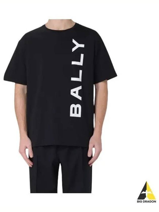 Logo Print Short Sleeve T-Shirt Black - BALLY - BALAAN 2