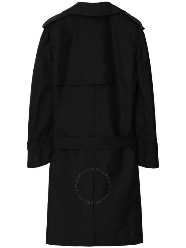 Belted Long Silk Blend Trench Coat Black - BURBERRY - BALAAN 3