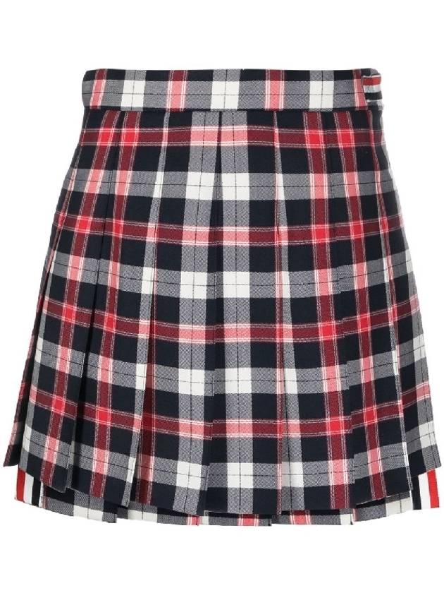 Women's Tartan Twill Mini Pleated Skirt Blue - THOM BROWNE - BALAAN 1