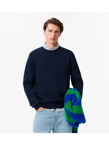 Men s Holiday Croc Crew Neck T Shirt Navy - LACOSTE - BALAAN 1