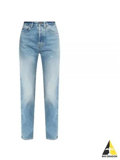 Slim Fit Denim Cotton Straight Jeans Blue - SAINT LAURENT - BALAAN 2