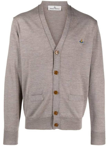 Embroidery Logo Fine Wool Cardigan Grey - VIVIENNE WESTWOOD - BALAAN 1