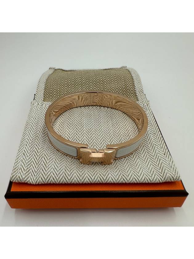 Clic H Bracelet Rose Gold Blanc - HERMES - BALAAN 2